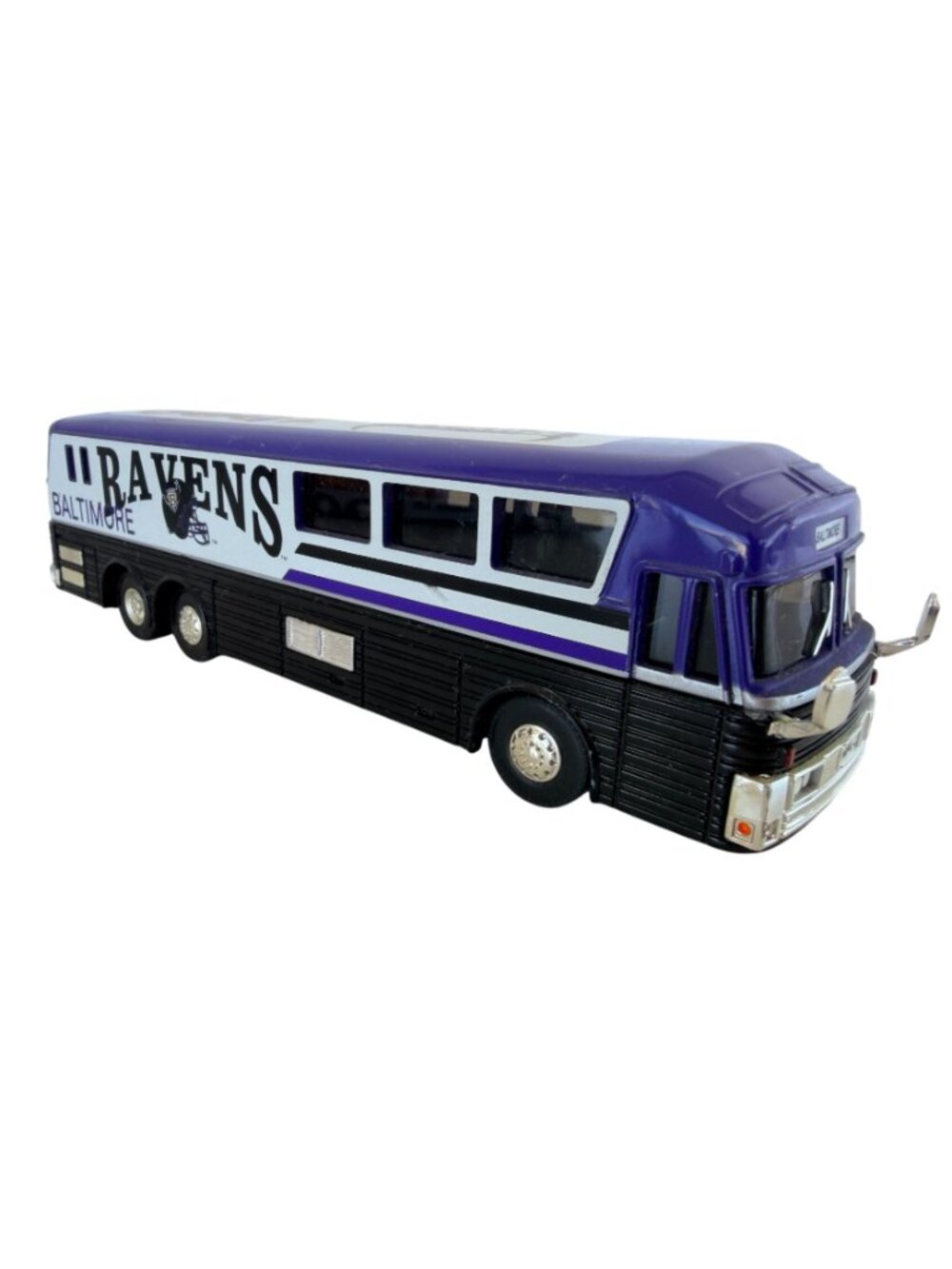 Vtg White Rose Baltimore Ravens 1993 Diecast Team Tour Bus 1:64 Purple White - Picture 2 of 10